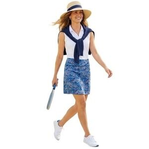 Moteepi Women's 2XL‎ Blue Paisley Athletic Skort Tennis Golf Pickleball Pocket